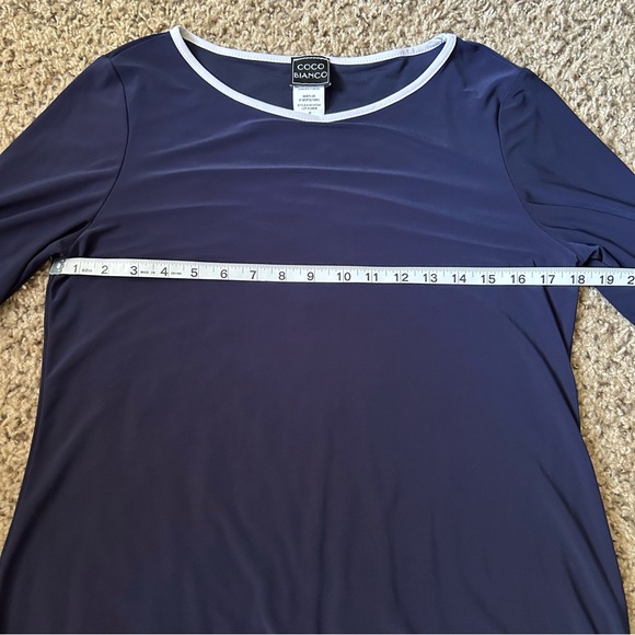 Coco Bianco | Piped Bell Sleeve Top in Navy w/ White Trim - Picture 8 of 10